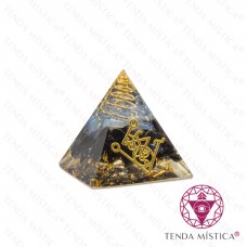 Orgonite Pirâmide - Espiral Glitter, Turmalina e Protetor 4X4