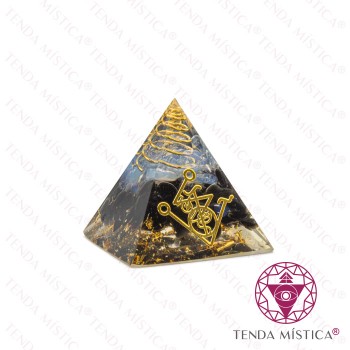 Orgonite Pirâmide - Espiral Glitter, Turmalina e Protetor 4X4