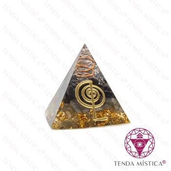 Orgonite Pirâmide - Espiral Glitter, Turmalina e Chokurei 4X4