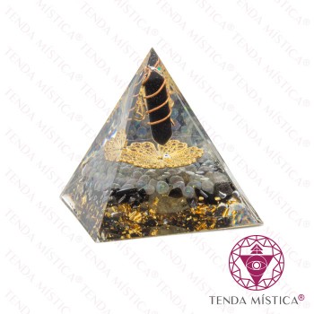 Orgonite Pirâmide - Flor da Vida Turmalina Ponta Biterminada 6X6