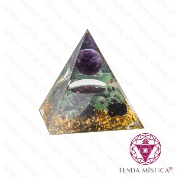 Orgonite Pirâmide - Galáxia Zoisite Bola Ametista 6X6