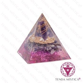 Orgonite Pirâmide - Flor da Vida Ametista Ponta Biterminada 6X6