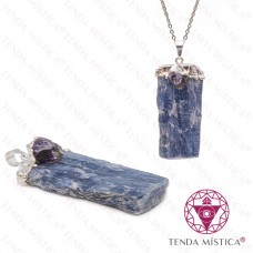 Pendente Banho Prata Cianite Azul & Ametista