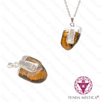 Pendente Olho de Tigre & Selenite Topo Prata