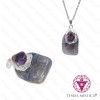 Pendente Sodalite & Ametista Topo Prateado