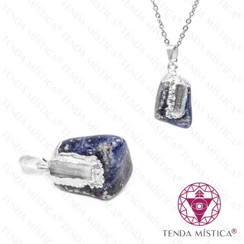 Pendente Sodalite & Selenite Topo Prateado