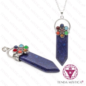Pendente Espada  lápis Lazúli - Flor Chakras