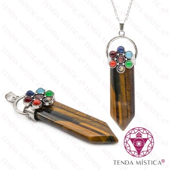 Pendente Espada Olho de Tigre - Flor Chakras