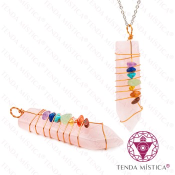 Pendente Espada  Quartzo Rosa - Chakras