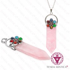 Pendente Espada  Quartzo Rosa - Flor Chakras