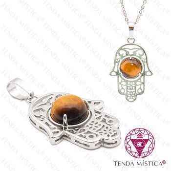 Pendente Hamsá Olho de Tigre