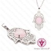 Pendente Hamsá Quartzo Rosa