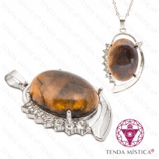 Pendente Olho de Olho de Tigre Grande Prata