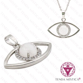 Pendente Olho Quartzo Cristal Prata