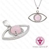 Pendente Olho Quartzo Rosa Prata