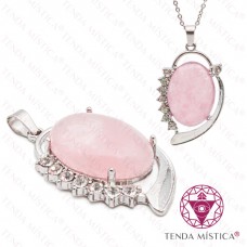 Pendente Olho Quartzo Rosa Grande Prata