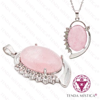 Pendente Olho Quartzo Rosa Grande Prata
