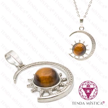 Pendente Sol e Lua Olho de Tigre
