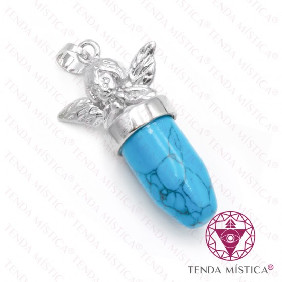 Pendente Anjo Bala Howlite Turquesa