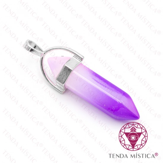 Pendente Bala Ágata Branca Roxo