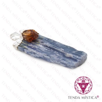 Pendente Banho Prata Cianite Azul & Citrino