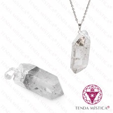 Pendente Quartzo Cristal Topo Prata