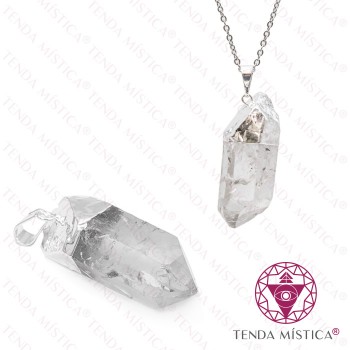 Pendente Quartzo Cristal Topo Prata