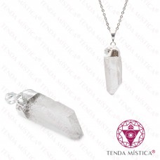 Pendente Quartzo Cristal Topo Prata Pequeno