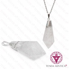 Pendente Quartzo Cristal Topo Prata Ponta