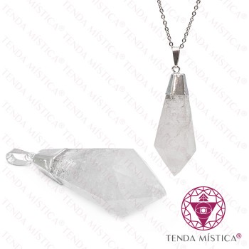 Pendente Quartzo Cristal Topo Prata Ponta