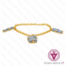 Pulseira Cianite Azul - Banho de Ouro