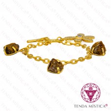 Pulseira Olho de Tigre - Banho de Ouro Flor