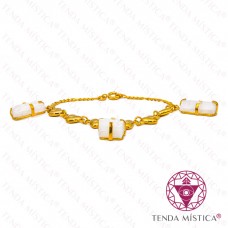 Pulseira Selenite - Banho de Ouro Coração