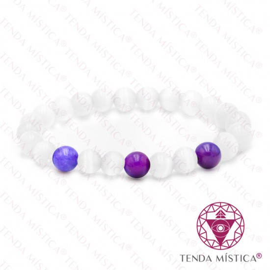 Pulseira Selenite + Sugilite - 8mm