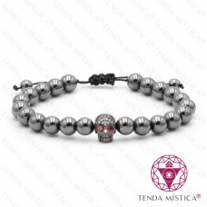 Pulseira Ajustável Caveira Hematite 8mm