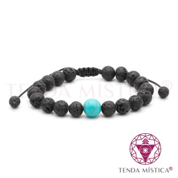 Pulseira Ajustável Vulcânica + Turquesa