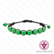 Pulseira Ajustável Macramé Quartzo Verde 8mm