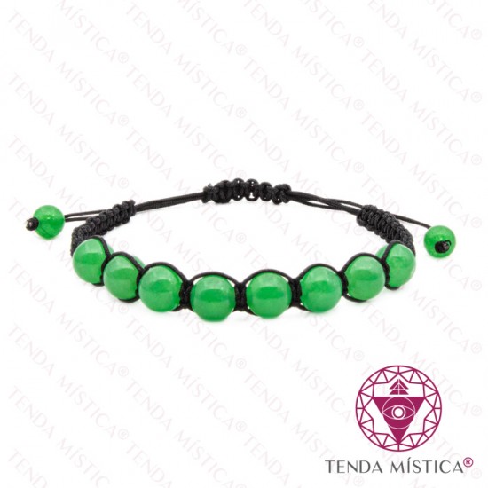 Pulseira Ajustável Macramé Quartzo Verde 8mm