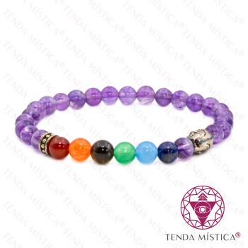 Pulseira Chakras Buddha Ametista 6mm