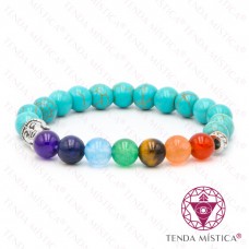 Pulseira Chakras Buddha Turquesa 8mm