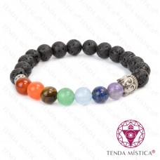 Pulseira Chakras Buddha Vulcânica 8mm