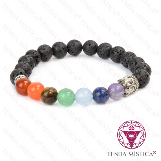 Pulseira Chakras Buddha Vulcânica 8mm