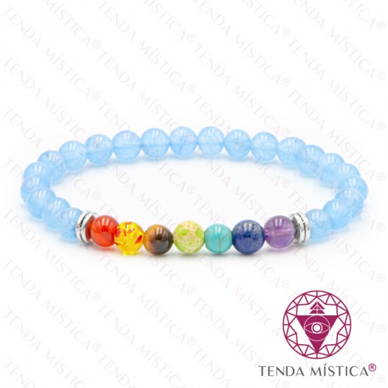 Pulseira Chakras Ágata Blue 6mm