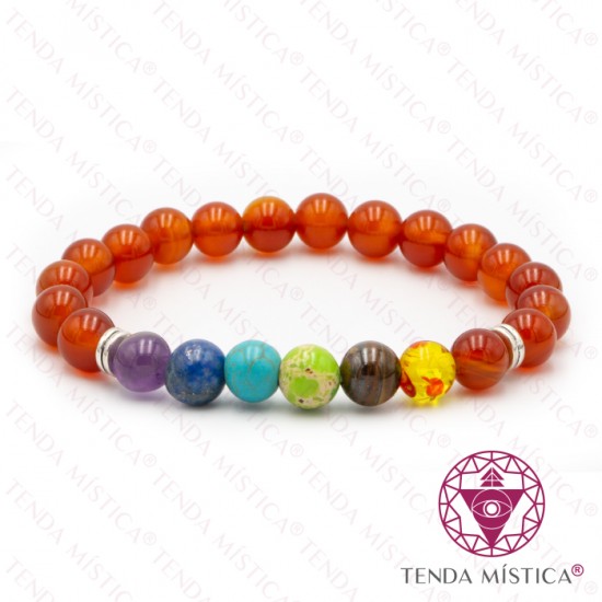 Pulseira Chakras Ágata Fogo 8mm