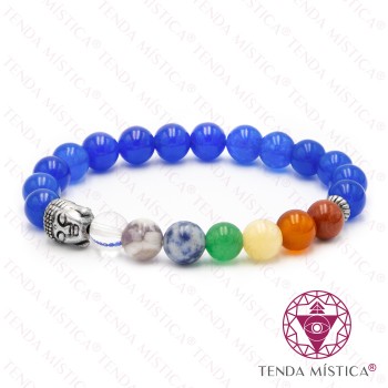 Pulseira Chakras Buddha Ágata Azul 8mm