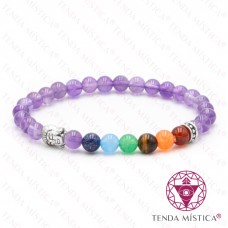 Pulseira Chakras Buddha Ametista 6mm