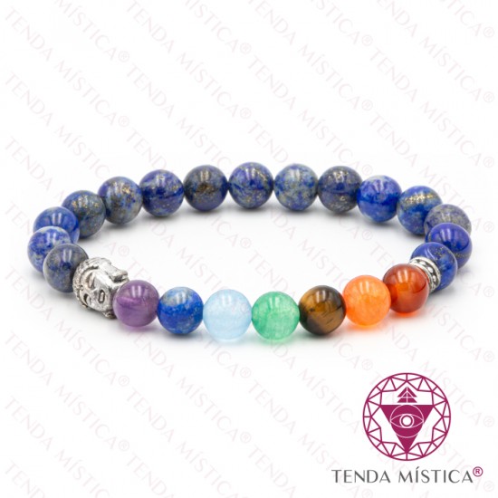 Pulseira Chakras Buddha Lápis Lazúli 8mm