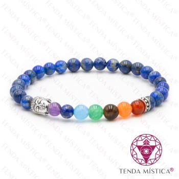 Pulseira Chakras Buddha Lápis Lazúli 6mm