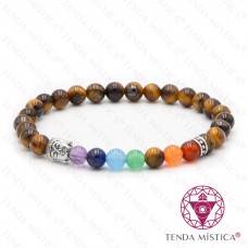 Pulseira Chakras Buddha Olho de Tigre 6mm