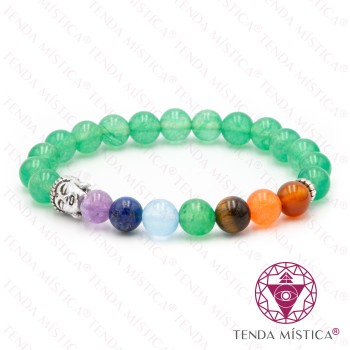 Pulseira Chakras Buddha Quartzo Verde 8mm